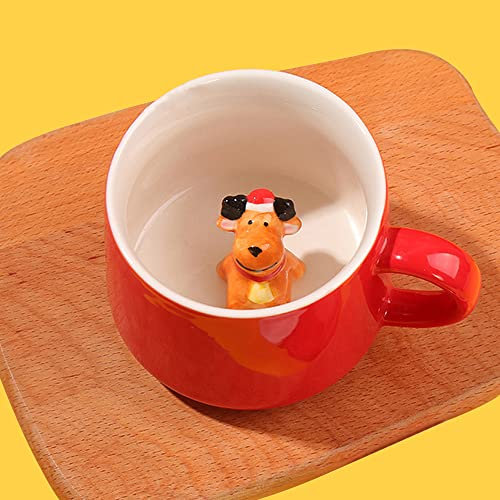 LOZACHE Tasse à café en forme d'animal 3D, 350ml Figurine de dessin animé amusante faite à la main Tasse à thé au lait, cadeaux d'anniversaire de Noël pour amis enfants filles épouse (Renne)