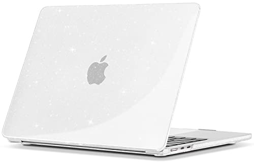 TECOOL Hülle Kompatibel mit MacBook Air 13.6 Zoll M3 M2 2024 A3113 u. 2022 A2681, Ultradünne Hartschale Schutzhülle Case, Glitzer Klar | A3449 A3240 A3113 A2681, Ultradünne Schutzhülle, Snap-on Hardcase, Ohne Logoausschnitt