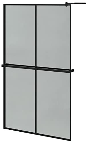 vidaXL Walk-in Shower Wall with Shelf Bathroom Enclosure Adjustable Wet Room Shower Screen Panel Storage Rack Black ESG Glass and Aluminium