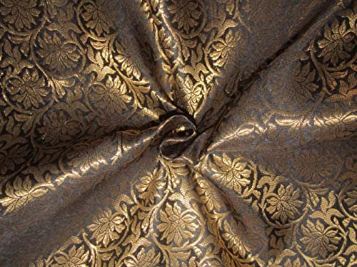 Brokatstoff BRO756 B [1] Brokat/Jacquard, 111,8 cm breit, Schwarz x Metallic Gold