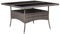 FIRBNUS 120x120x75 cm Garten Esstisch Gartentisch Wetterfest Grau Tisch Balkontisch Beistelltisch Holz Tischplatte Gartenmöbel Esszimmertische Poly Rattan und Glas