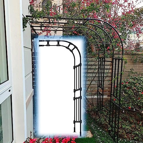 EMENAR Halb Gartenbogen Weiße/Schwarz Rosenbogen Aus Metall Stabil Rankbogen Halbseitiger Pflanzbogen Freistehend Rosenspalier Für Kletterpflanzen 60-300cm (Color : Black, Size : 150x240x40cm)