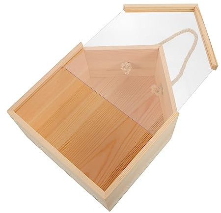 HEMOTON Holzbox für Geschenk in Hausform mit Acrylfenster Party Leckerli Boxen für Süßigkeiten als Gastgeschenk bei Hochzeiten und Junggesellinnenabschieden