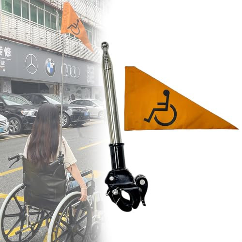 Flagge für ältere Rollstühle für Roller und Rollator, Sicherheitszubehör, 1,2 m lang, zusammenklappbar (B)