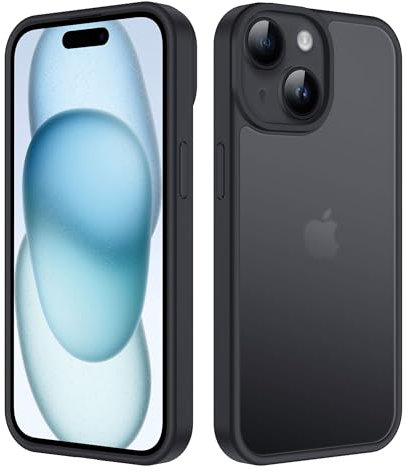 iCatchy for iPhone 15 Plus Matte Case 6.7-Inch, Shockproof Anti-Fingerprint Frosted Military Grade Drop Protection Translucent Cover Camera Lens Protection Compatible with iPhone 15 plus (Black)