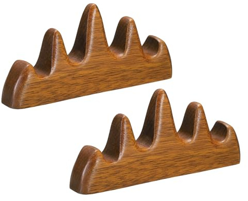 PATIKIL Support pour Pinceaux d'Écriture de Calligraphie, Lot de 2, 4 Ports en Bois pour Pinceaux de Calligraphie Chinoise, Support pour Stylos, Bois