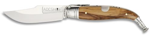 ADCSHOP Couteau classique - 21,10 cm - lame en acier 3Cr13Mov de 9 cm - manche en bois d'olivier de 12,10 cm - poids 76 g - Portabilité et utilisation quotidienne