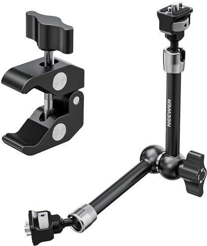 NEEWER Braccio Magico Articolato 11 e Super Clamp, Supporto per Monitor Fotocamera con Fori/Perni di Posizionamento ARRI 1/4 3/8 per DSLR Action Cam Luce Video, Compatibile con SmallRig Cage,ST16C