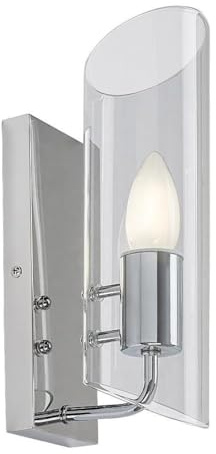 rabalux 75029 Badezimmerleuchte TEODORO E14 1x max.12W IP44 Metall chrome, Glas transparent H:12cm Ø8cm dimmbar