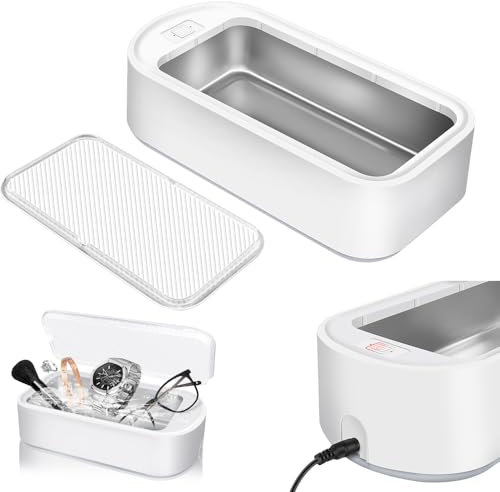 Ultrasonic Jewellry Cleaner, 48000Hz Ultrasonic Cleaning Machine, 650ml Clean Pod Sonic Cleaner for Jewelry Necklace Ring Glasses Watch Coins Denture Retainer