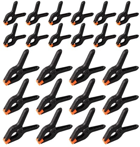 24Pcs Nylon Spring Clamps,Plastic Heavy Duty Grip Clips Set-12pcs 2 inch +12pcs 3 inch Clamps for DIY Projects,Arts,Wood Working Crafts, Muslin Paper Photo Background