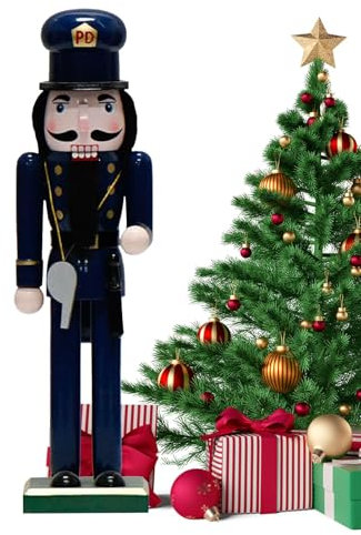 Figura de policía cascanueces de madera de 12 pulgadas, adornos festivos de Navidad, muñeca decorativa cascanueces, adorno coleccionable de cascanueces, decoración de mesa de Navidad con figura de