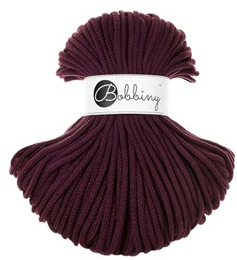 Bobbiny Premium Baumwoll-Flechtschnur - 5mm x 100m - Vielseitige Makramee-Kordel für Stricken, Weben, DIY-Basteln und Heimdekoration - Hochwertige Bunte Bastelschnur - Burgundy