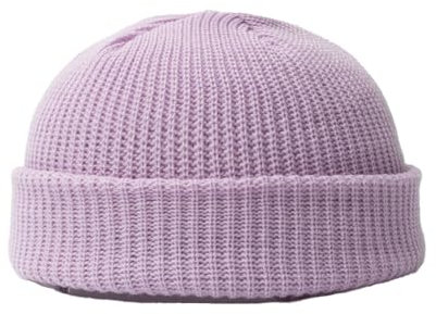 BrightGlow Berretto invernale per uomo e donna, berretto da trawler Beanie Watch Hat Roll-up Edge Skullcap corto da pescatore con polsini a maglia, berretto caldo berretto da sci in acrilico, Viola #