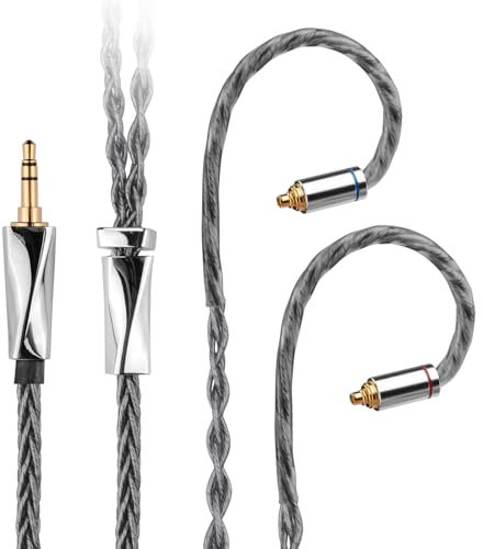FAAEAL MMCX Connectors 8N Single Crystal Copper Silver Plated Mixed Cord Compatible with Sennheiser IE900 IE600 Shure SE535 SE315 UE900s TIN Audio T2 T3 BGVP Earphone 3.5mm Plug