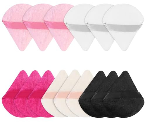 15 borlas triangulares de maquillaje en polvo, esponja de maquillaje, esponja cosmética, esponja de maquillaje para cara, herramienta de maquillaje de doble uso, lavable y reutilizable
