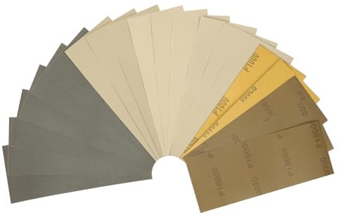 STEBRUAM Set di Carta Abrasiva 15 pezzi,23 x 9,3 cm, grana 1000/2000/3000/5000/10000 grana per auto, mobili in legno, pietra, vernice, metallo, vetro