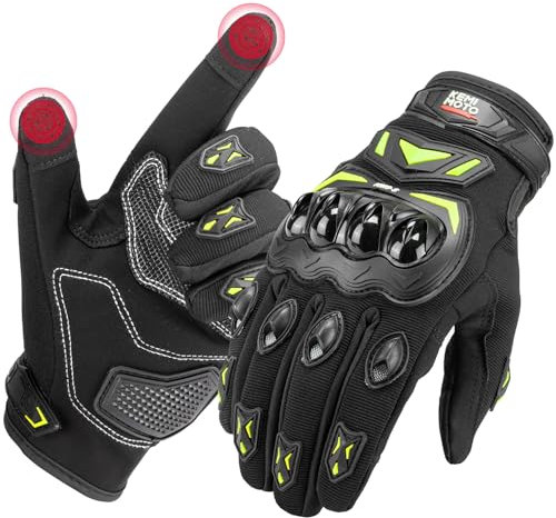 KEMIMOTO Motorradhandschuhe Herren, Motorrad Handschuhe Sommer mit Knöchelprotektor und Touchscreen, Amtungsaktive Sport Handschuhe für Herren und Damen, für Motorrad, Fahrrad, Roller, Jagd