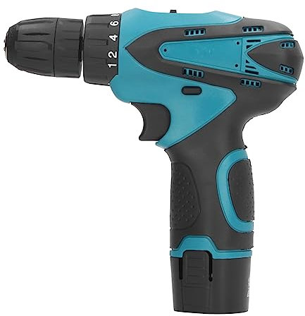 Kleiner Akku-Bohrschrauber, Elektrischer Bohrschrauber, 12 V, mit 2 Akkus, Ladegerät, 350 Zoll Torsion, 3/8-Zoll-Bohrfutter, 2 Geschwindigkeiten, Kompakt, Leicht, für Enge Räume