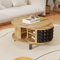 Haobosic Moderner Couchtisch, drehbar, mit versteckter Aufbewahrung, zweifarbiges Design, Holz und Schwarz
