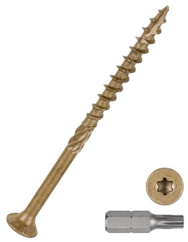 DTGN #10x3 Deck Screws - 300Pack - Good for Decks, Fences, Frames, Farms, Outdoor Furniture - Carbon Steel Wood Screws Decking Screws Epoxy Coated W/ T25 Torx Star Drive Bit - Tan