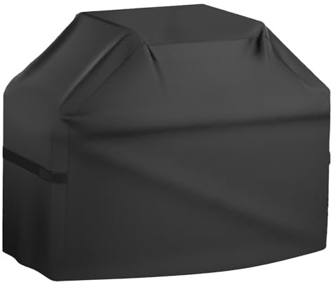 Housse de Barbecue avec Bandes et Cordon de Serrage réglable, Housse de Barbecue Oxford résistante, 145 x 61 x 117 cm, pour Barbecue extérieur, résistant aux intempéries