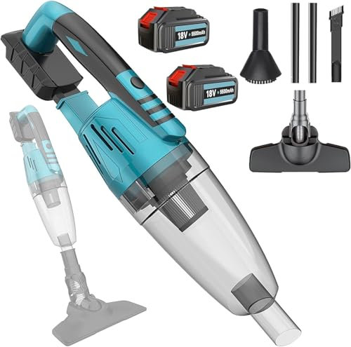 Upgrade und Update Handstaubsauger 10000Pa,Ersatz für Makita 18V Akku,Mini Handstaubsauger Auto 140W,Bürstenloser Motor,mit 2X 5.5AH Akku und Waschbar HEPA-Filter,für Haus Auto, Bürotisch, Tastaturen