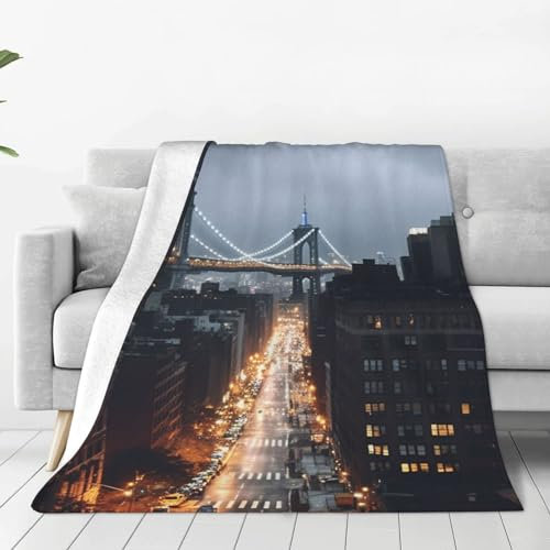 QGGHNISD New York City Decke, weiche und bequeme Flanell-Klimaanlagen-Steppdecke, geeignet für Sofa, Büro, Mittagspause, Outdoor-Camping, 101,6 x 76,2 cm