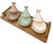 Lot de 3 Mini Tajines avec Plateau – Artisanat Marocain pour Condiments et Sauces (Or 12 Carats/MODELE 02)