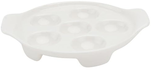 OUNONA Plat En Céramique Pour Escargots 6 Trous 6,5 Pouces Blanc Surface Vitrifiée Lisse Compatible Lave-vaisselle Usage Culinaire Ménager