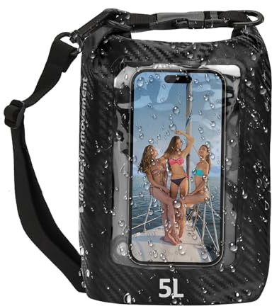 wokdsbl 5L wasserdichte Tasche, Dry Bag 2L/5L/10L/20L mit Handy-Wasserschutztasche,Verstellbarer Schulterriemen, Transparentes Design, Ideal für Schwimmen, Kajakfahren, Wandern