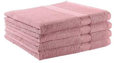 G BETTWARENSHOP Frottierserie Essential – Hochwertige Handtücher aus 100% Baumwolle – Saugstark, Weich & Pflegeleicht Duschtuch 4er Pack 70x140 cm, Altrosa