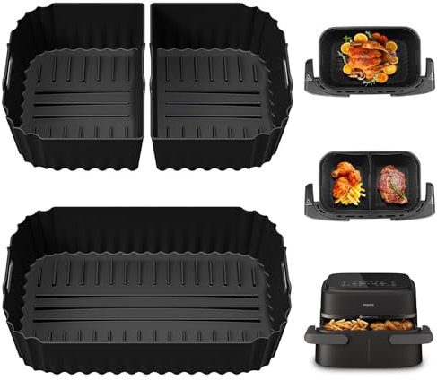Moule en silicone pour friteuse à air chaud Philips Airfryer 1000 Series - Panier flexible - 7,1 l - 2 moules en silicone anti-adhésif - Accessoire réutilisable au lieu du papier sulfurisé