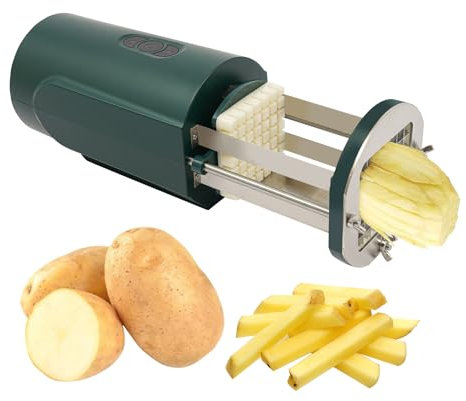 Fichiouy Coupe-frites électrique avec 2 tailles de lames, coupe-légumes électrique multifonction pour frites, carottes et concombres