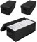Longzhuo Stackable CD and DVD Storage Boxes with Lid - Pack of 3 Black Organisers for Full Jewel and Slim Cases, Holds 30+ CDs Each‌
