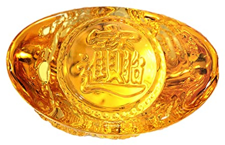 OSOLADY Crystal Ingot Wealth Statue Citrine Yuan Bao Decoration Feng Shui Home Office Decor