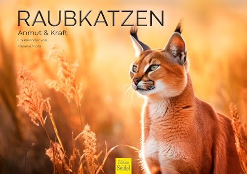 Edition Seidel Premium Kalender Raubkatzen Anmut & Kraft 2026 Format DIN A3 Wandkalender Tierkalender Afrika Wildtier Raubtier Katze Löwe Großkatze Tiger Gepard Melanie Viola