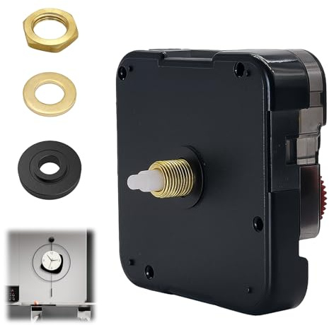 Synkris Replacement 12888 Battery Wall Clock Movement Silent Quartz Battery Operated Silent Mechanism DIY Repair Parts Kit with Precise Sweep No Ticking Axis Length 16mm No Hands for Home Office