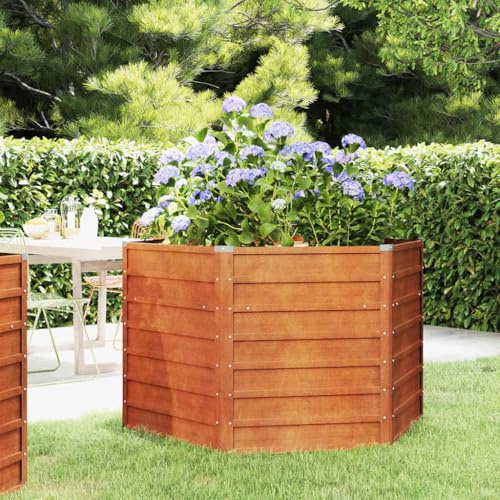 Mokuyary Blumentöpfe für den Außenbereich, für den Garten, Pflanzkasten, Rost aus Cortenstahl, 129 x 129 x 77 cm