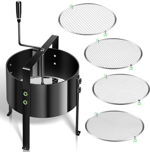 Gifeerory Upgrade - Colino a manovella 5 in 1, in metallo, Ø 30 cm, con 4 setacci (3/6/9/12 mm), efficace filtro per terra, pietre, sabbia, compost, erbacce, filtri intercambiabili per giardinaggio