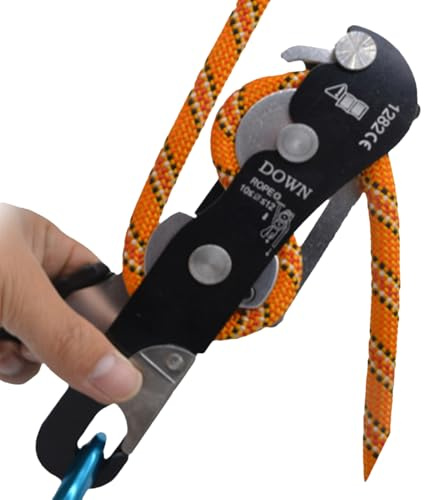 Abseilgerät mit Stopp-Funktion Klettern - Sicherungsgerät Seil 8-13mm, Selbstbremsende Ausrüstung zum Abseilen, Rettung, Höhenarbeit | Handbetriebener Anti-Panik Descender, Aluminiumlegierung Absturzs