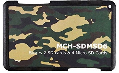 King of Flash All New Compact Credit Card Style Portable Memory Card Holder Case Clear Hard Plastic Holds Upto 2 SD & 4 Micro SD Cards (Camouflage) Ideal For Photographers, Smartphones, Tablets, Digital Cameras