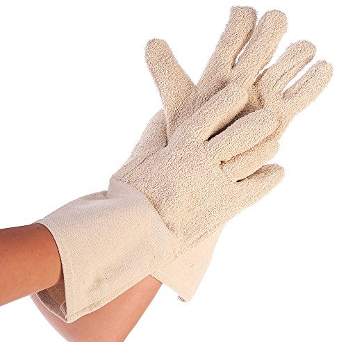 Hygostar Ofenhandschuhe Bako Finger, Natur, 35 cm | Baumwolle, 6 Paar, Hitzeschutzhandschuhe