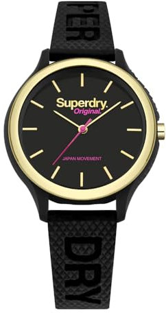 Superdry Damen Analog Japanischer Quarz Uhr mit Kunststoff Armband SYL151BG