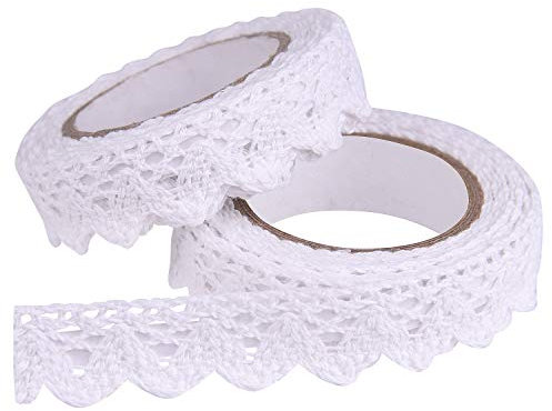 FEPITO Spitzenband Selbstklebend Spitzenband Weiß Vintage Dekoband Spitze Bänder zum Basteln Bordüre Selbstklebend Hochzeit Deko Band(Stil B - Weiß)