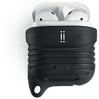 aiino - DropCase Custodia in silicone per AirPods 1 e 2, Custodia antigraffio, antiurto, anticaduta, resistente agli spruzzi e agli strisci - Nero