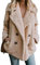 OMZIN Women Coats Casual Coat Fleece Thick Winter Warm Women Long Winter Jacket Faux For Lapel Long Sleeve Jacket Outwear Leisure Parka Beige M