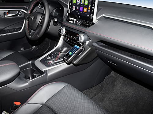 KUDA Handyhalterung passend für Toyota RAV4 ab 2019 - Telefonkonsole für Smartphones, Handy, Navi und mehr - Kunstlederkonsole, Schwarz, 3795