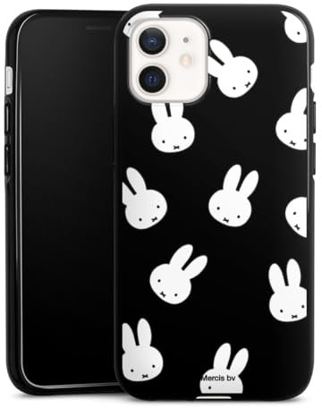 Silikon Hülle kompatibel mit Apple iPhone 12 Mini Case schwarz Handyhülle Miffy Muster transparent