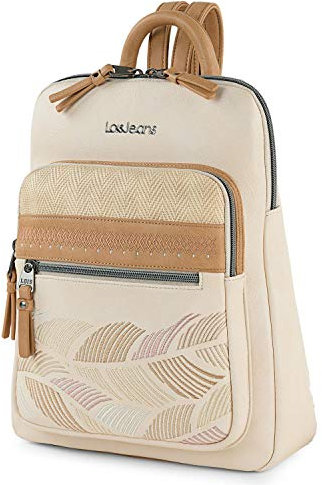 Lois - Bolso Mochila Mujer Elegante Tipo Casual Moderna Para Vestir Mochilas Mujer Estilo Urbano Mochila Negra Mujer Pequeña Ideal Para Uso Diario, Beige